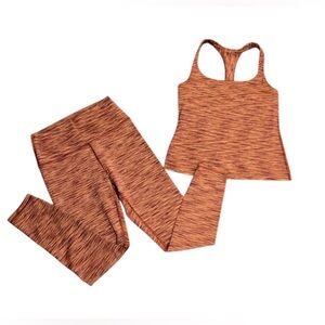 Athleta Striped Orange and Purple Tanktop and Leggings Set